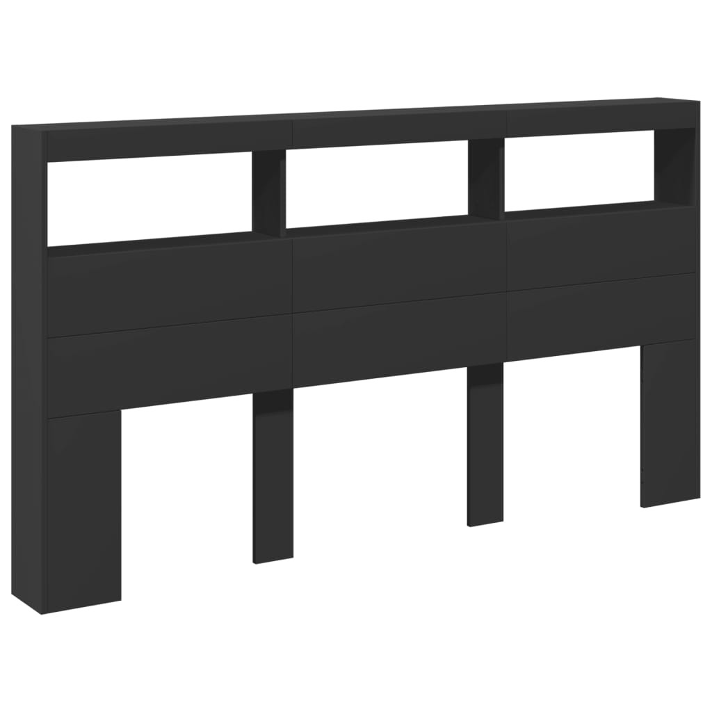 Black LED Headboard Cabinet 180x17x102 cm - Sleek & Modern Design