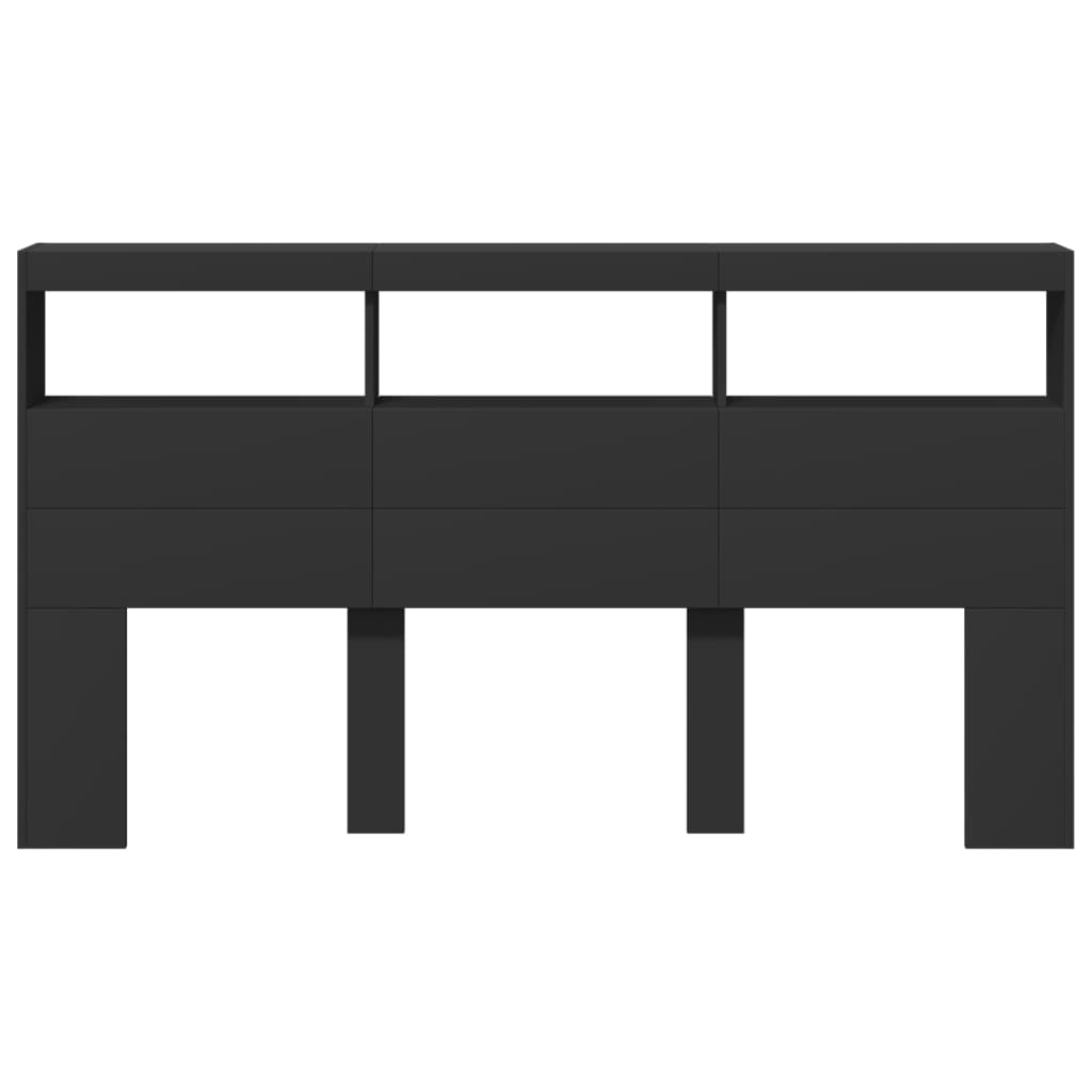 Black LED Headboard Cabinet 180x17x102 cm - Sleek & Modern Design