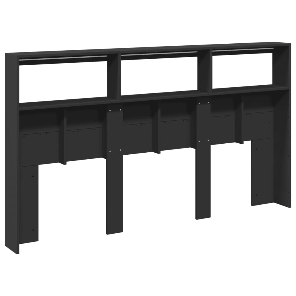 Black LED Headboard Cabinet 180x17x102 cm - Sleek & Modern Design