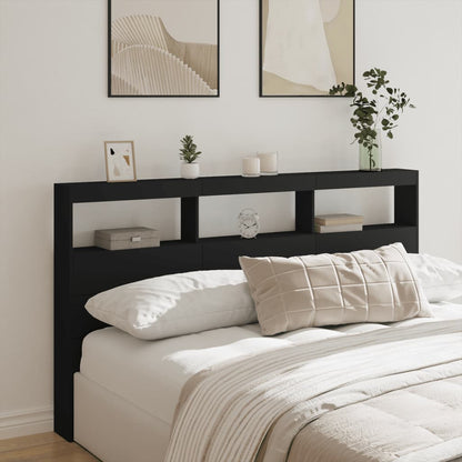 Black LED Headboard Cabinet 180x17x102 cm - Sleek & Modern Design