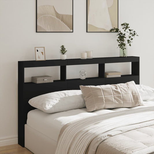 Black LED Headboard Cabinet 180x17x102 cm - Sleek & Modern Design
