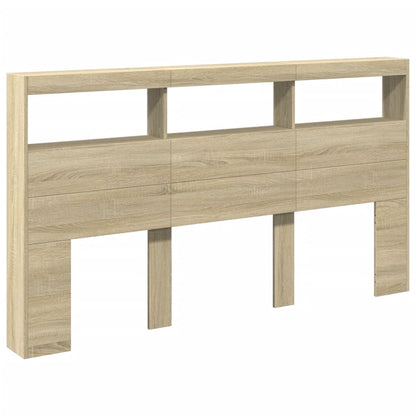 Sonoma Oak Headboard Cabinet with LED 180x17x102 cm