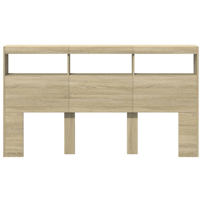 Sonoma Oak Headboard Cabinet with LED 180x17x102 cm