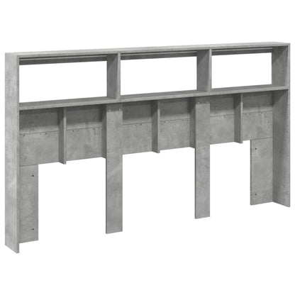 LED Headboard Cabinet, Concrete Grey - 180x17x102 cm