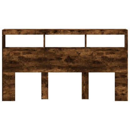 LED Headboard Cabinet in Smoked Oak - 180x17x102 cm