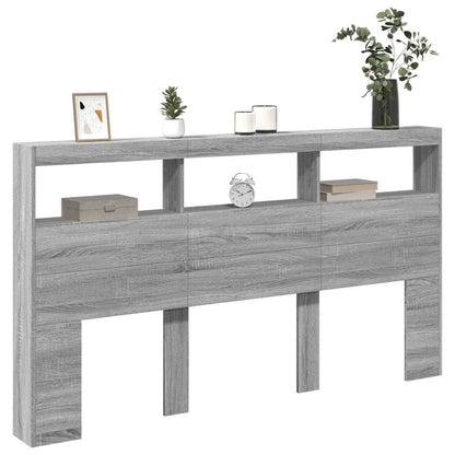 LED Grey Sonoma Headboard Cabinet 180x17x102 cm - Stylish Storage