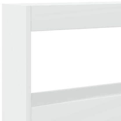 White Headboard Cabinet with LED Lights, Wood, 200x17x102 cm