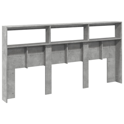 LED Headboard Cabinet, Concrete Grey, 200x17x102 cm, Modern Style
