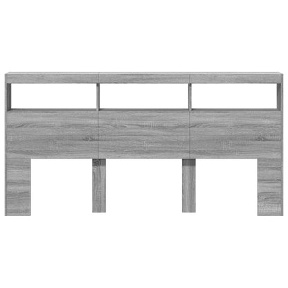 LED Grey Sonoma Headboard Cabinet, 200x17x102 cm - Stylish Storage