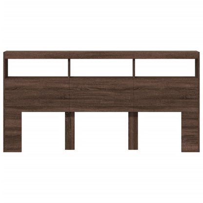 LED Brown Oak Headboard Cabinet, 200x17x102 cm - Stylish & Functional