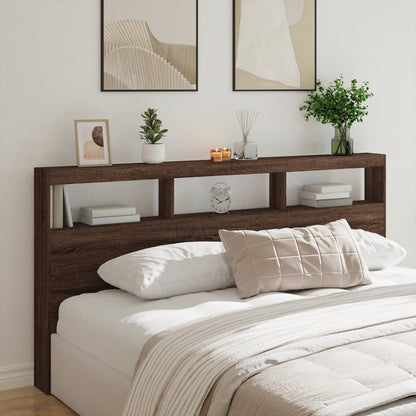 LED Brown Oak Headboard Cabinet, 200x17x102 cm - Stylish & Functional