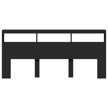 LED Headboard Cabinet Black 220x17x102 cm - Stylish & Functional