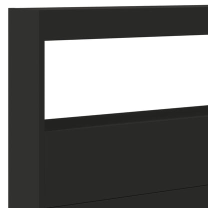LED Headboard Cabinet Black 220x17x102 cm - Stylish & Functional