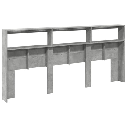 LED Headboard Cabinet - Concrete Grey, 220x17x102 cm