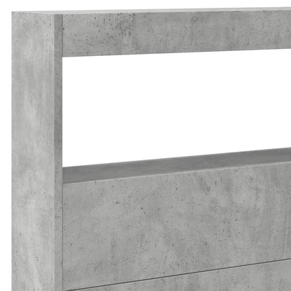 LED Headboard Cabinet - Concrete Grey, 220x17x102 cm