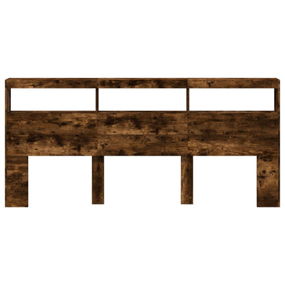 LED Smoked Oak Headboard Cabinet 220x17x102 cm - Elegant Storage
