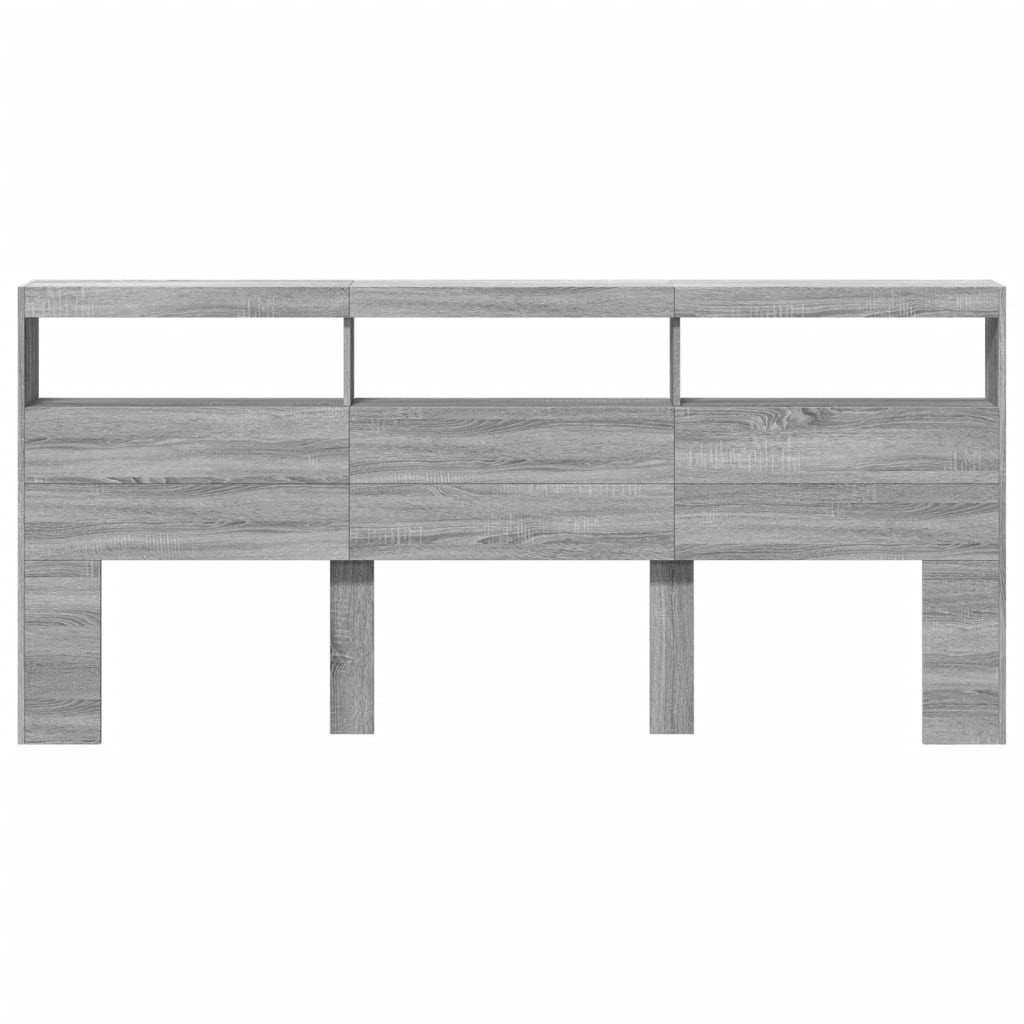 LED Grey Sonoma Headboard Cabinet, 220x17x102 cm - Stylish Storage