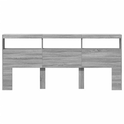 LED Grey Sonoma Headboard Cabinet, 220x17x102 cm - Stylish Storage