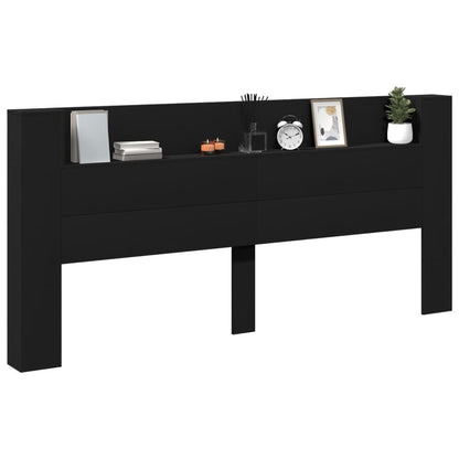 Black LED Headboard Cabinet, 220x16.5x103.5 cm – Modern & Stylish