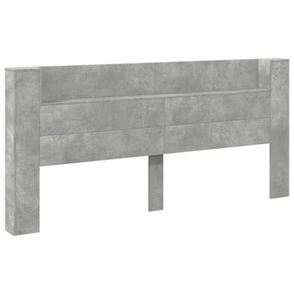 LED Concrete Grey Headboard Cabinet, 220x16.5x103.5 cm