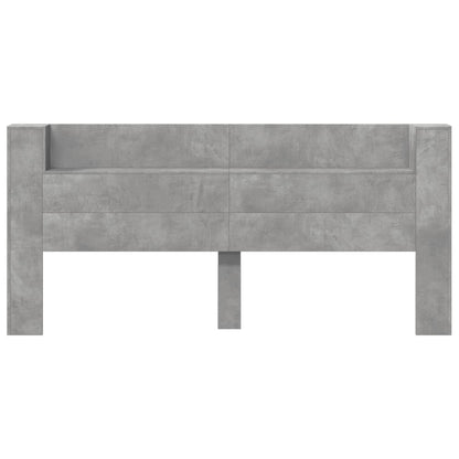 LED Concrete Grey Headboard Cabinet, 220x16.5x103.5 cm