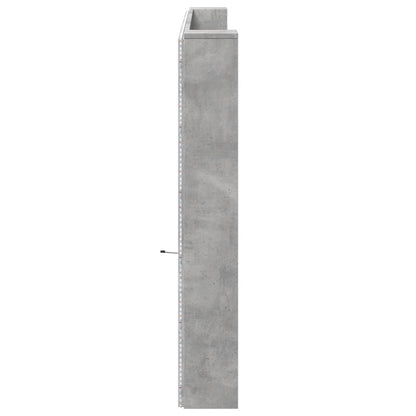 LED Concrete Grey Headboard Cabinet, 220x16.5x103.5 cm