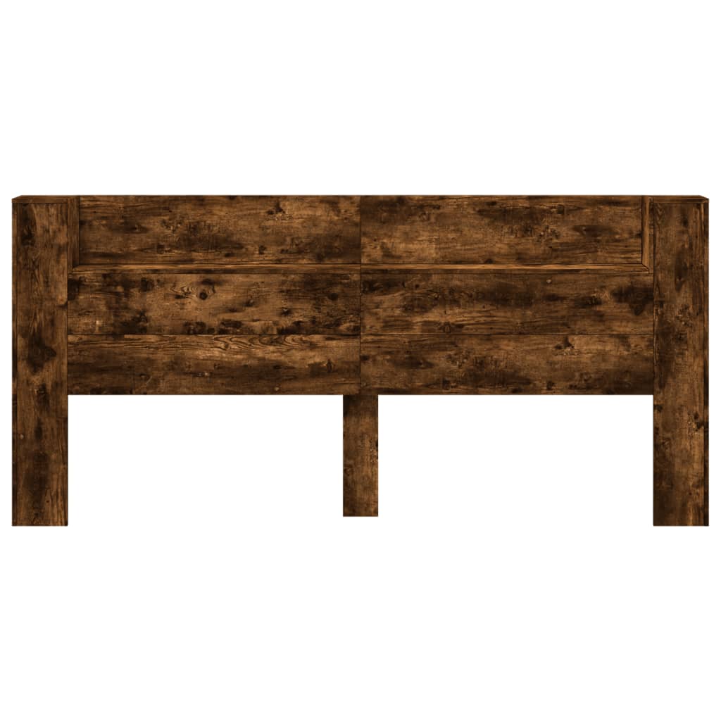 LED Smoked Oak Headboard Cabinet - 220x16.5x103.5 cm