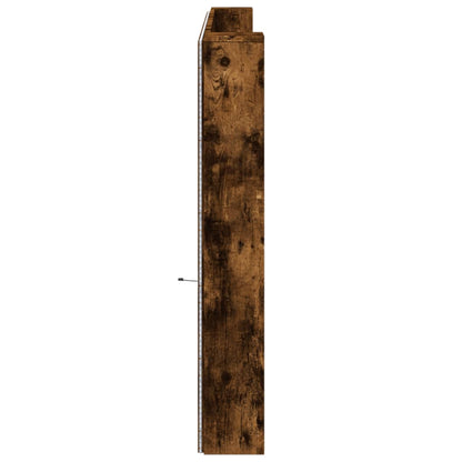 LED Smoked Oak Headboard Cabinet - 220x16.5x103.5 cm
