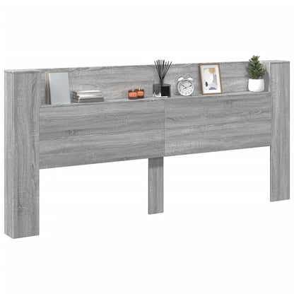 LED Grey Sonoma Headboard Cabinet - 220x16.5x103.5 cm, Stylish & Sleek