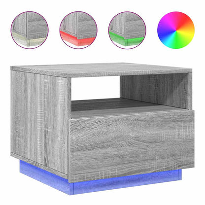Coffee Table with LED Lights Grey Sonoma 50x49x40 cm
