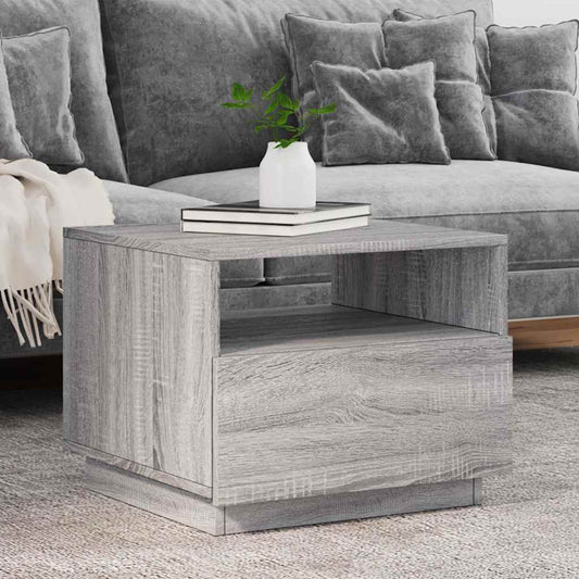 Coffee Table with LED Lights Grey Sonoma 50x49x40 cm