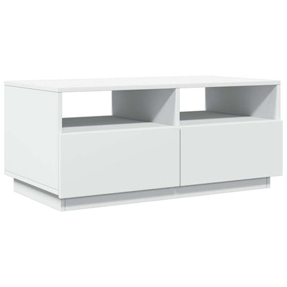 Coffee Table with LED Lights White 90x49x40 cm
