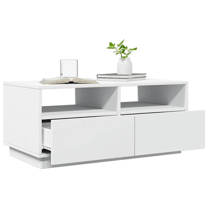 Coffee Table with LED Lights White 90x49x40 cm