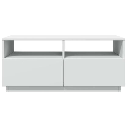 Coffee Table with LED Lights White 90x49x40 cm