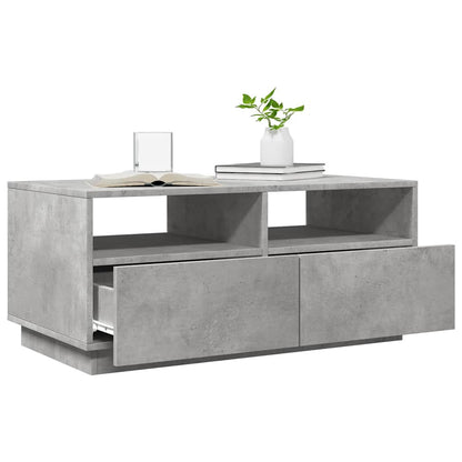 Coffee Table with LED Lights Concrete Grey 90x49x40 cm