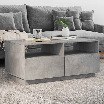 Coffee Table with LED Lights Concrete Grey 90x49x40 cm