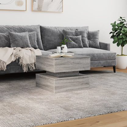Coffee Table with LED Lights Grey Sonoma 50x50x40 cm