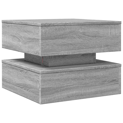 Coffee Table with LED Lights Grey Sonoma 50x50x40 cm