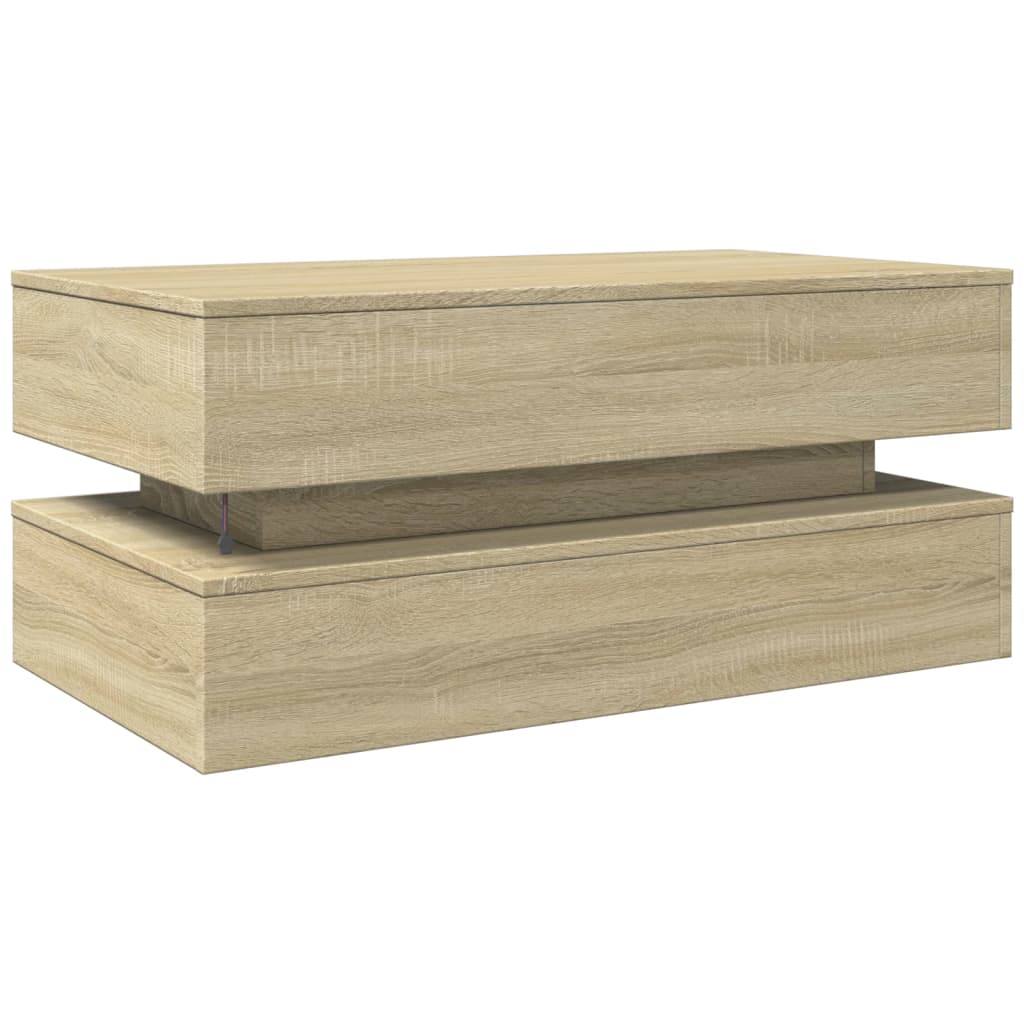 Coffee Table with LED Lights Sonoma Oak 90x50x40 cm