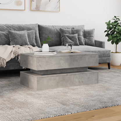 Coffee Table with LED Lights Concrete Grey 90x50x40 cm