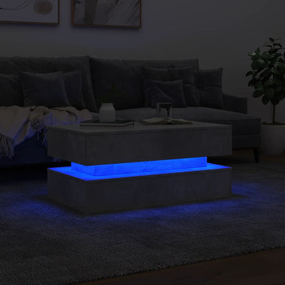 Coffee Table with LED Lights Concrete Grey 90x50x40 cm