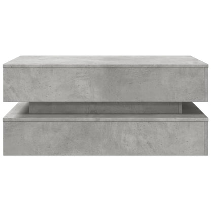 Coffee Table with LED Lights Concrete Grey 90x50x40 cm