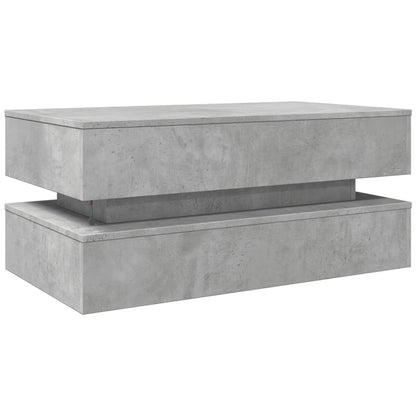 Coffee Table with LED Lights Concrete Grey 90x50x40 cm
