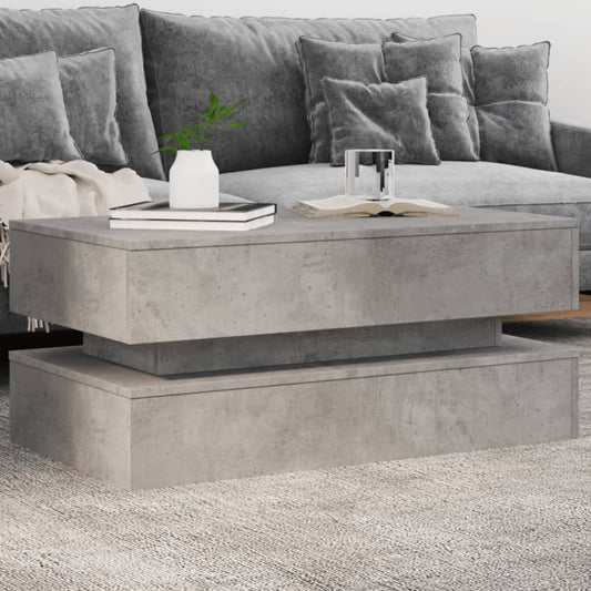 Coffee Table with LED Lights Concrete Grey 90x50x40 cm