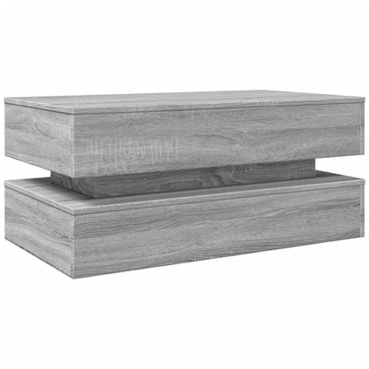 Coffee Table with LED Lights Grey Sonoma 90x50x40 cm