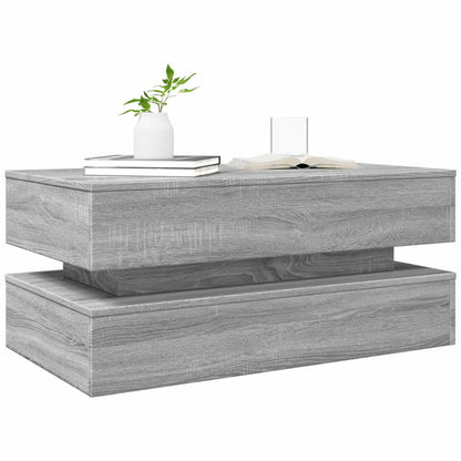 Coffee Table with LED Lights Grey Sonoma 90x50x40 cm