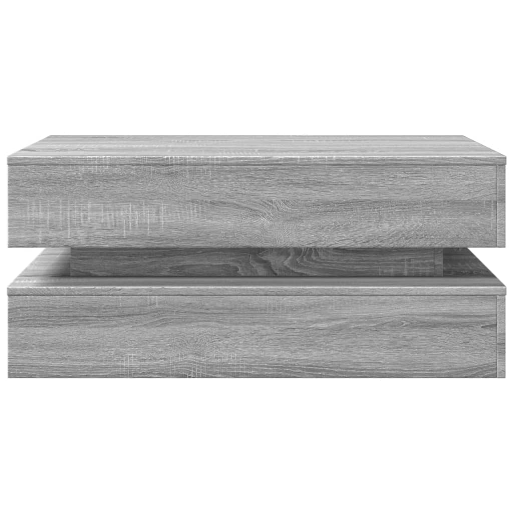 Coffee Table with LED Lights Grey Sonoma 90x50x40 cm