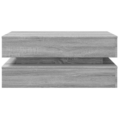 Coffee Table with LED Lights Grey Sonoma 90x50x40 cm