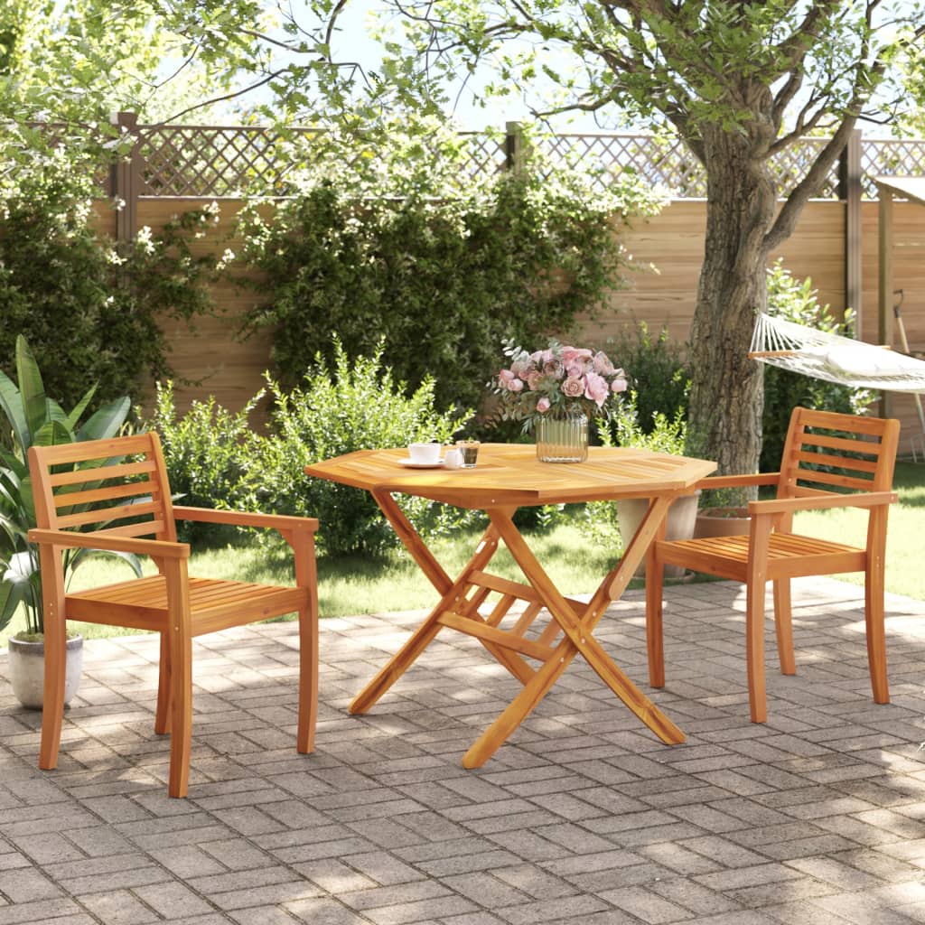 Solid Acacia Wood Garden Chairs, Set of 2, 59x55x85 cm