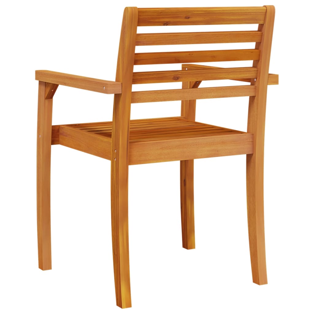 Solid Acacia Wood Garden Chairs, Set of 2, 59x55x85 cm